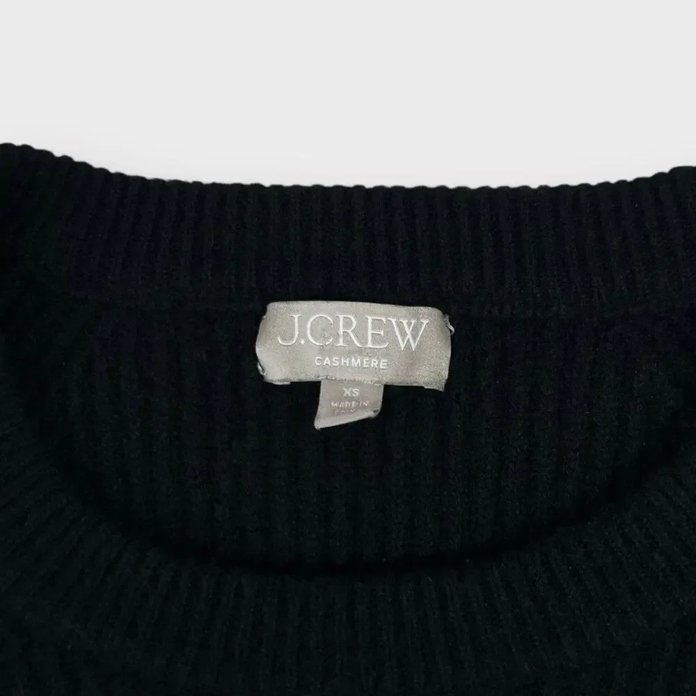 J.Crew Ribbed Cashmere Oversized Crewneck Sweater Black Size XS